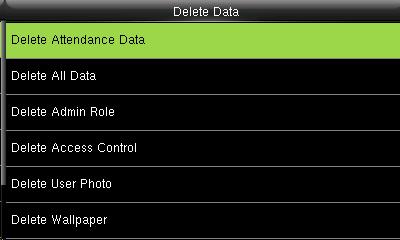 34 56 DATA COMMUNICATION PERSONALIZE MANAGEMENT SYSTEM Select Data Manager. 6.1 DELETE DATA Select Delete Data.