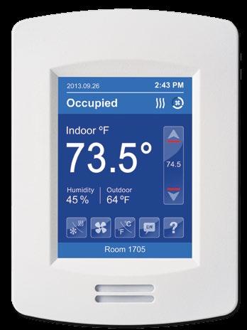 2 User Interface Guide VTR8300 Series HOME SCREEN DISPLAY Hospitality user interface shown Date Occupancy Status Room Indoor Temperature Room Indoor Humidity Outdoor Temperature System Mode Select
