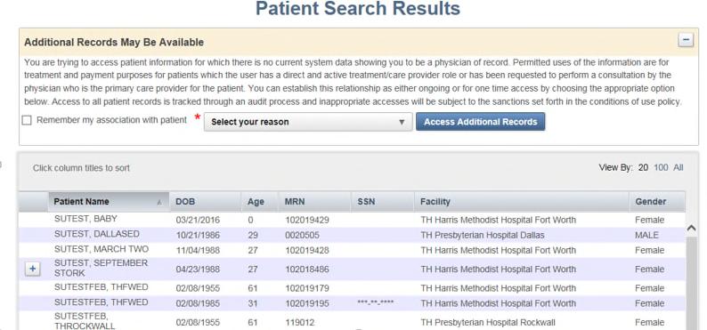 Patient Search Click Search (or press Enter) On the Patient Search Results page, the system