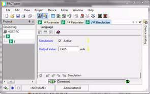 Configuration tools 6.4 Simulation If you have started the communication between PACTware TM and UT2 (e. g.