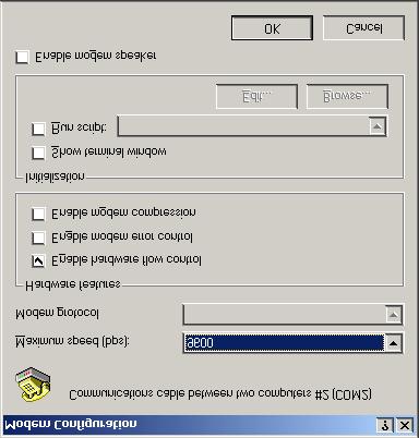 Direct Connect and Dial-Up Connection on Windows 2000 Operating System Application Note 17 Figure 18: Modem Configuration Screen 26.