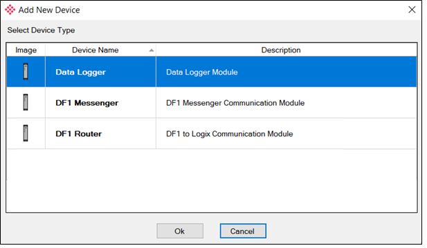 4 In the Add New Device dialog box, select the PLX51-DL and click the Ok button. Figure 3.