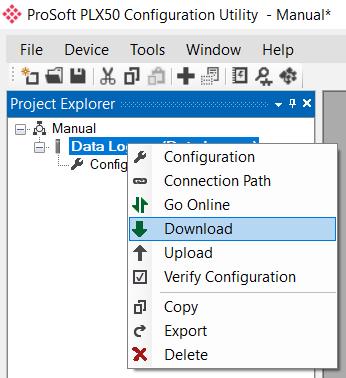 3 To initiate the download, right-click on the PLX51-DL icon and select