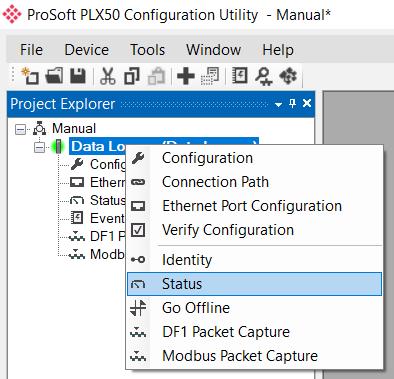 1 To view the PLX51-DL s status in the PLX50 Configuration Utility, the PLX51-DL must be online.