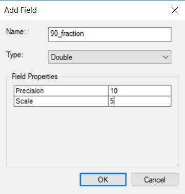 Choose the options shown: The field type Double means numeric with the possibility of decimal values, which