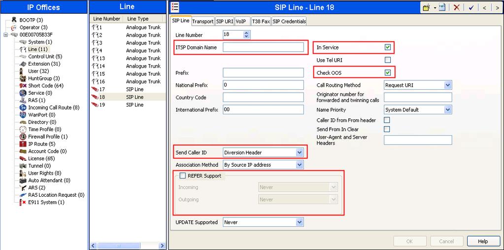 5.7. SIP Line A SIP line is needed to establish the SIP connection between Avaya IP Office and Sotel Systems SIP Trunking. To create a SIP line, begin by navigating to Line in the Navigation Pane.