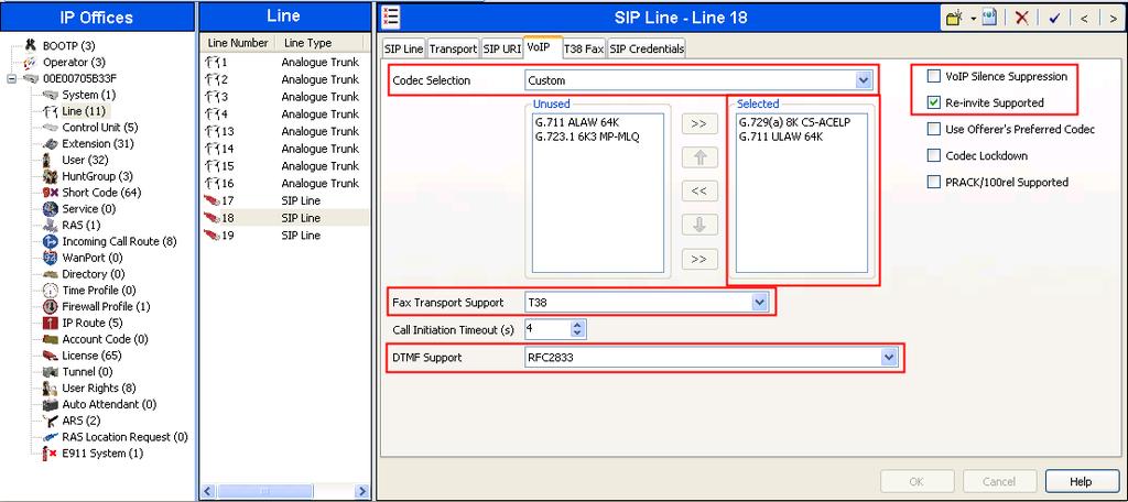 5.7.4. SIP Line - VoIP Tab Select the VoIP tab to set the Voice over Internet Protocol parameters of the SIP line. Set the parameters as shown below.