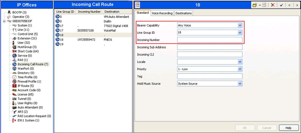 5.10. Incoming Call Route An incoming call route maps an inbound DID number on a specific line to an internal extension.