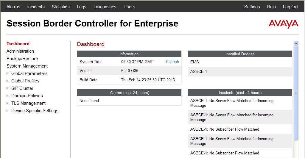 6.2. System Status Navigate to Dashboard System Management. A list of installed devices is shown in the right pane.