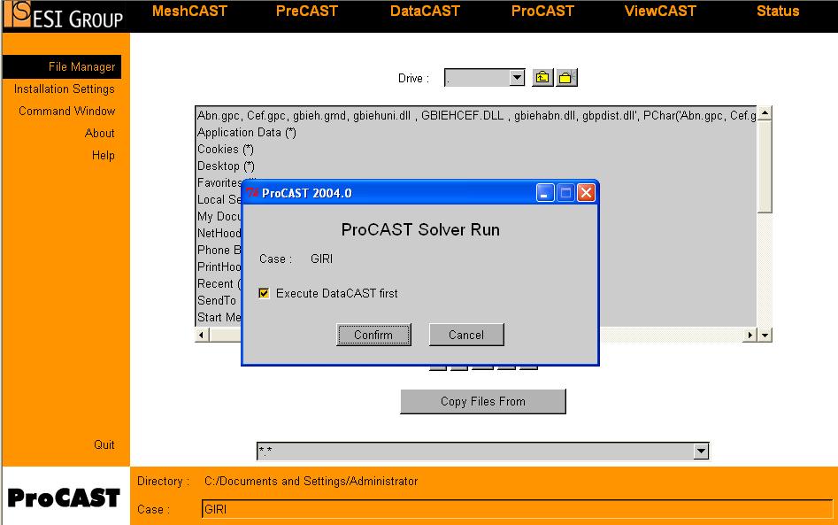 18 ProCAST solver in put window The calculation can now