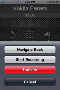 MobileVoice iphone Edition User Guide 3.8 Unattended (Blind) Transfer You can transfer the current MobileVoice call to a second person without first talking to that second person.