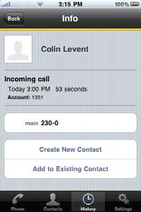The account the call came in on.