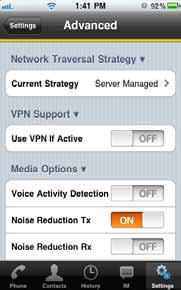 5.3 Advanced Settings Top of Screen Middle of Screen Bottom of Screen If you make changes to the fields identified by a bottom of the screen or restart MobileVoice.