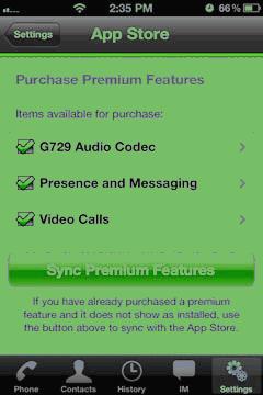 5.4 Premium Features To purchase an item, tap the item. On the Product Detail screen, tap the price button to connect to the itunes store. A confirmation prompt appears. Tap Cancel or Buy. G.