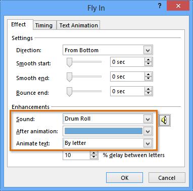 3. The Effect Options dialog box will appear.