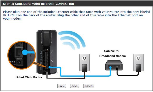 If the router does not detect a valid Ethernet connection from the Internet port, this screen will appear.
