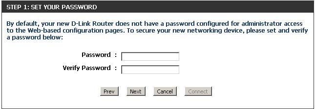 In order to secure your router, enter a new password. Click Next to continue.