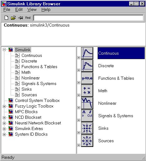 Figure 2. Simulink Library Browser You will have to right click on the Simulink block to make the menu on the right viewable.
