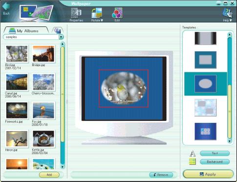 Setting an Image as the Wallpaper You can use images edited with this software to be the computer wallpaper. Use the following procedure to set the wallpaper.