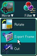 Saving a frame You can save any individual frame from the movie file. Use the following procedure to save a frame. 1 Click the tool button [Movie] and select [Export Frame].