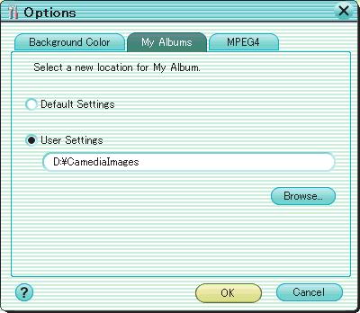 Changing the My Album location You can change the location of the My Album folder used by this software. To change the location of the My Album folder, use the following procedure.