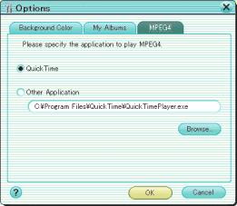 Other application Select the application to use to play back the movies. QuickTime 6 or later must be installed on the computer you are using.