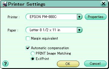 Printer Settings These settings are necessary before printing images. 1 Click the tool button [Printer Settings] in the Print window. The [Printer Settings] dialog box appears.