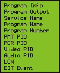 6. Program Information: User can enable or disable the program output under menu Program Output.