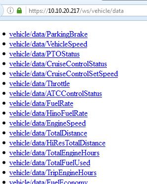 Figure 7-1: Vehicle Data Streams If data can be seen when clicking the links on this page, the WVA is receiving data from the vehicle.