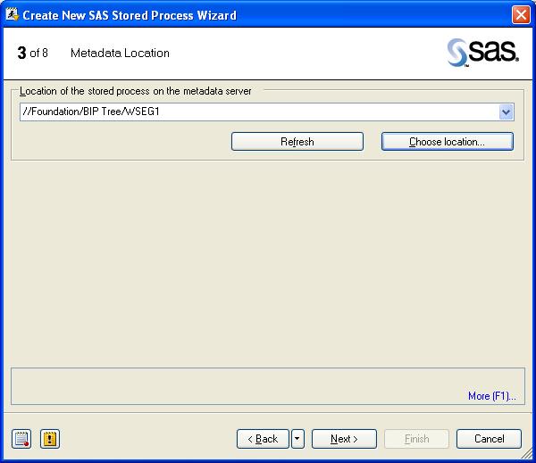 The second screen will show you the SAS Code that will be used in your Stored Process (in this example, Program_1 code).