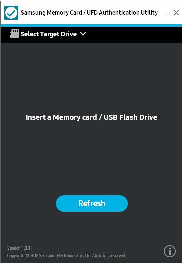 2. After the Utility is downloaded and EULA is accepted, the software automatically recognizes the Memory Card/UFD connected to PC.