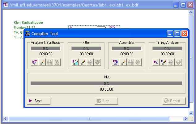Page 5/14 Quartus Tutorial with Basic Graphical Gate Entry and Simulation 3. Select "Assignments Device" from the pull-down menu. This will open a new screen.