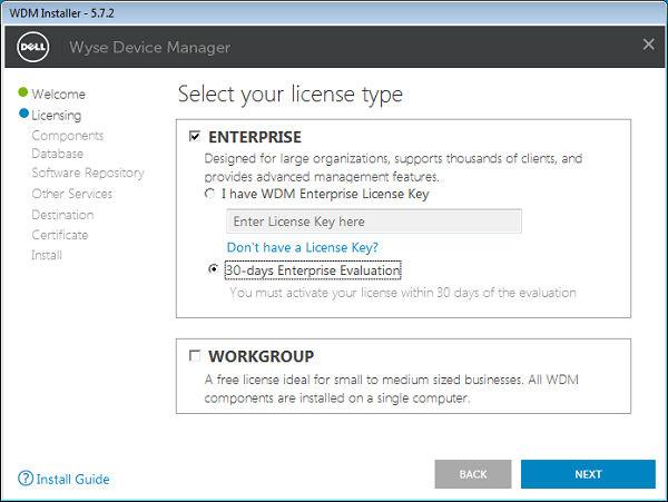Figure 25. License Screen a. If you have the WDM License key, select the I have WDM Enterprise License Key option and enter the license key in the space provided. b.
