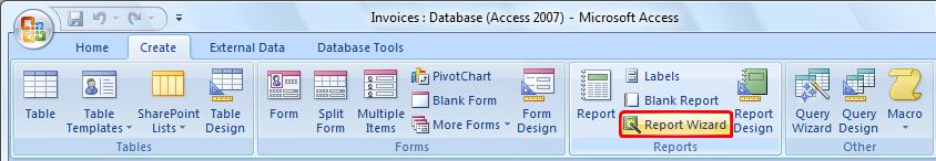 Select Report Wizard in the Reports group on the Create tab The Report Wizard dialog box opens In the Employees table, add EmpID to the