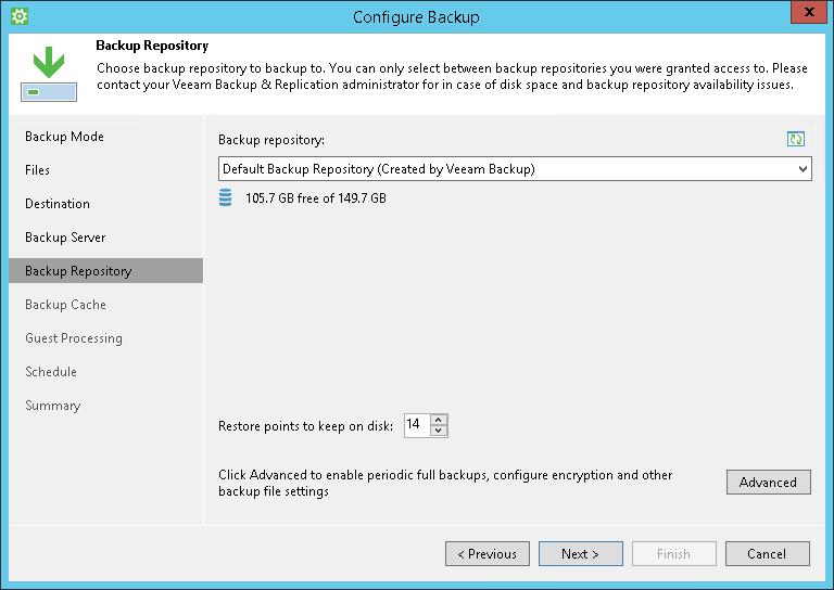 2. Specify backup retention policy settings: [For Free and Workstation product editions] In the Keep restore points for the last <N> days when computer was used field, specify the number of days for