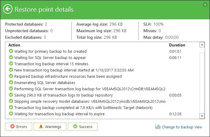 To view statistics on the transaction log backup processing: 1. Double-click the Veeam Agent for Microsoft Windows icon in the system tray or right-click the icon and select Control Panel. 2.