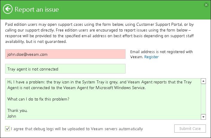 Reporting Issues You can submit a support case in the Control Panel. To submit a support case: 1.