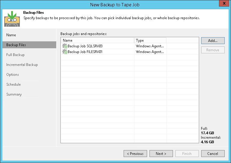 Archiving Veeam Agent Backups to Tape You can configure backup to tape jobs to archive Veeam Agent backups to tape. Backup to tape jobs treat Veeam Agent backups as usual backup files.