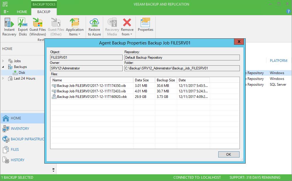 Viewing Veeam Agent Backup Statistics You can view statistics about Veeam Agent backups. To view Veeam Agent backup statistics: 1. In Veeam Backup & Replication, open the Home view. 2.