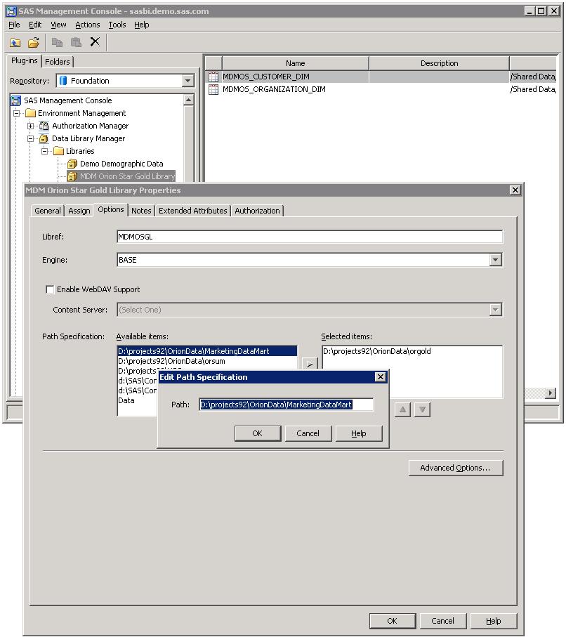 114 Chapter 5 Performing Post-migration Tasks 9. In the dialog box that appears, modify the path to the new SAS 9.3 library that you created earlier. 10. Click OK to save the path. 11.