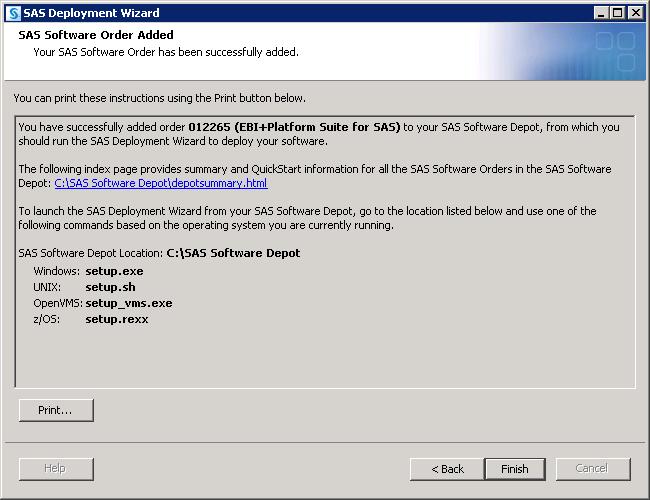 Create the Migration Package 67 16. Click Finish to close the SAS Deployment Wizard. 17.