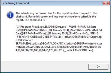 If the report expects parameters you will be asked to enter them before continuing.