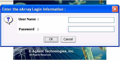 Figure 4 earray login when starting Agilent Genomic Workbench 4 If this is the first time you started Agilent Genomic Workbench after