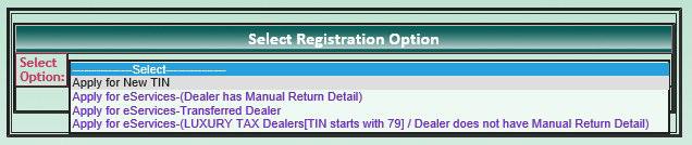 To register for the first time Click on New User and Select Apply for New Tin from the drop down list as shown in image-2. Image-2 3.