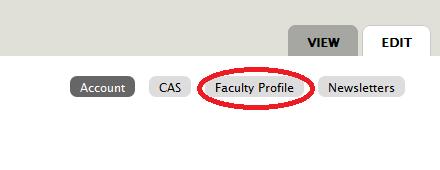 This opens up the published display of the faculty profile. From this view, click the Edit tab.