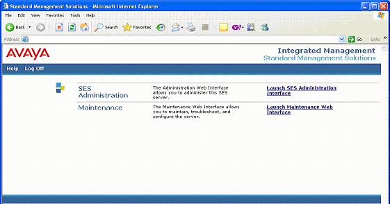 Figure 49: Avaya Aura SIP Enablement Services Management Main Page Click on Launch SES Administration Interface for the administration home page and the Top SIP Server Management page shown in