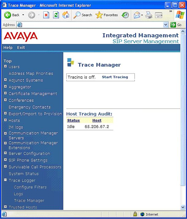 7. Select Trace Manager and the Trace Manager window is displayed (Figure 78).