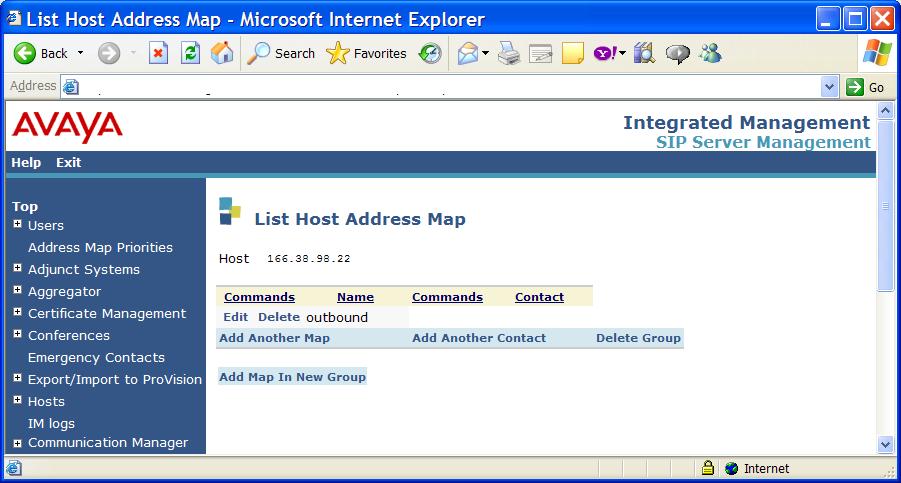 10. Click on the Continue button when prompted. The updated List Host Address Map window will open (Figure 85). 11.