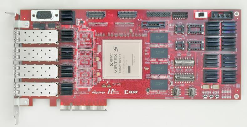 FPGA (full-board solutions) NetFPGA-10G Supports 4x 10GE SFP+ interfaces Xilinx Virtex-5 TX240T FPGA X8 PCI-X Gen2 (5Gbps/lane) $1,675 Tilera TILEcord