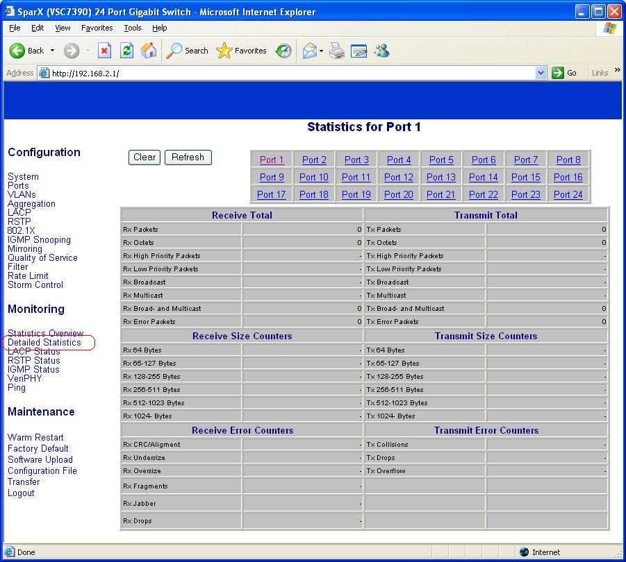 2.4.2 Detailed Statistics The following information provides the specific port detailed Statistics.